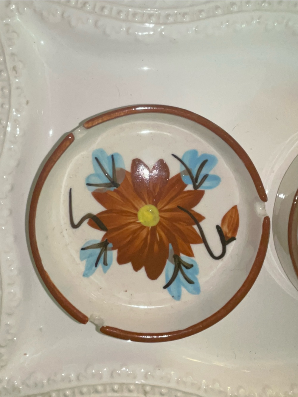 Vintage BOHO/Cottage Core Ceramic 1960-1970s Floral Ceramic Ashtray